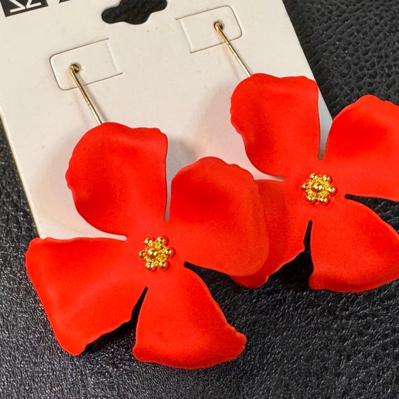 NWT ZENZII Red Floral Earrings - Picture 2 of 5
